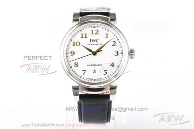MKS Best Replica IWC Da Vinci Automatic 40 MM White Face Black Leather Strap Watch